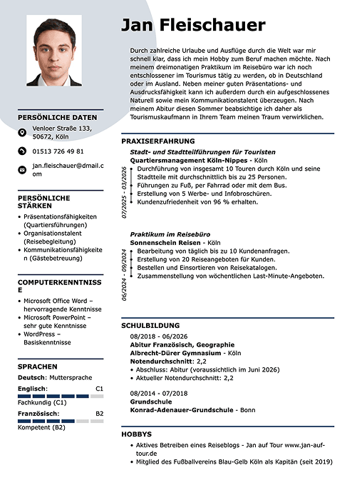 muster lebenslauf ausbildung